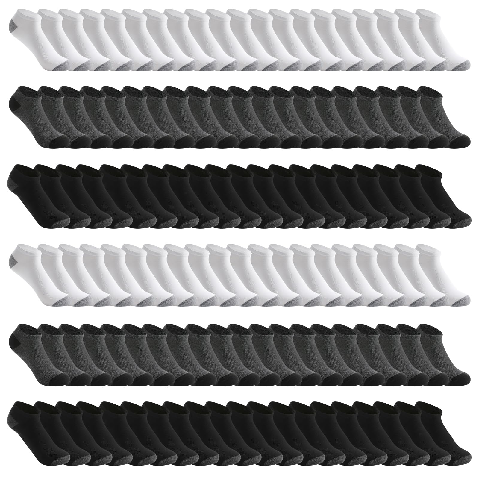 Usavemo240 Pairs Mens Ankle Socks Cushioned Low Cut Breathable Casual Socks Bulk Pack with Colormatching for Homeless Men Women