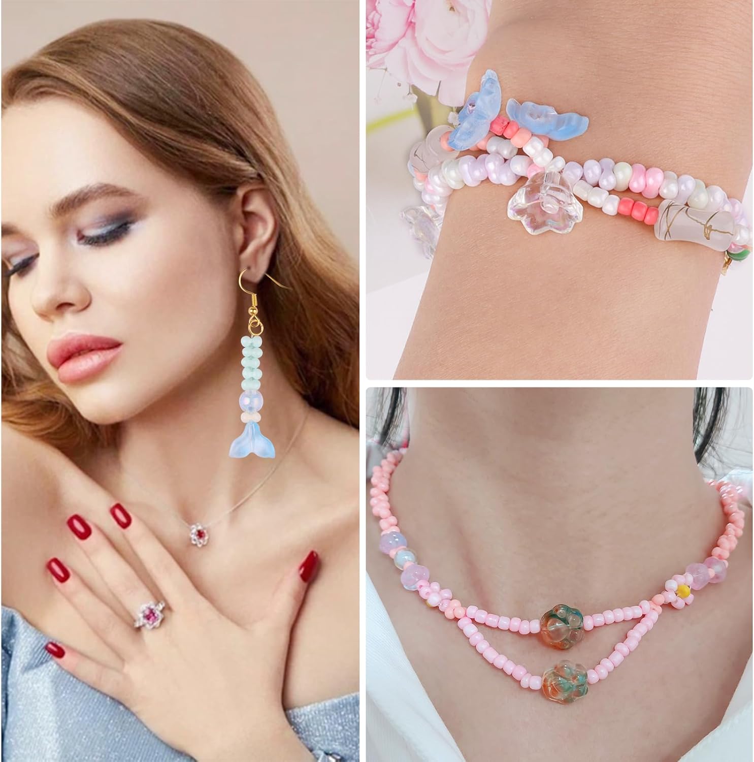 Yholin 1000pcs Peanut Shape Glass Seed Beads Bulk, 3x6mm Yellow Green Small Tiny Waist Spacer Pony Beads for DIY Craft Projects Bracelets Necklace Jewelry Making - Image 6