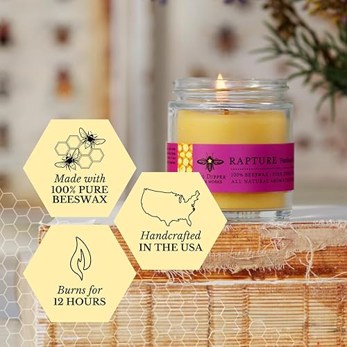 Miniatura 3 de Big Dipper Wax Works Vela de aromaterapia de cera de abejas, aceites esenciales de rapto, pachulí y cassia, vidrio de boticario de 3.2 onzas,