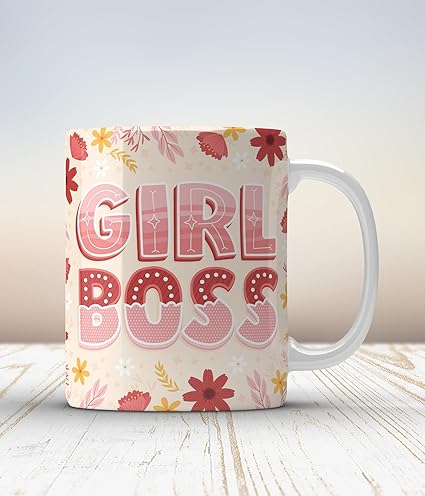 GIFT BOX Girl boss Printed Ceramic Mug for Coffee 325 ml