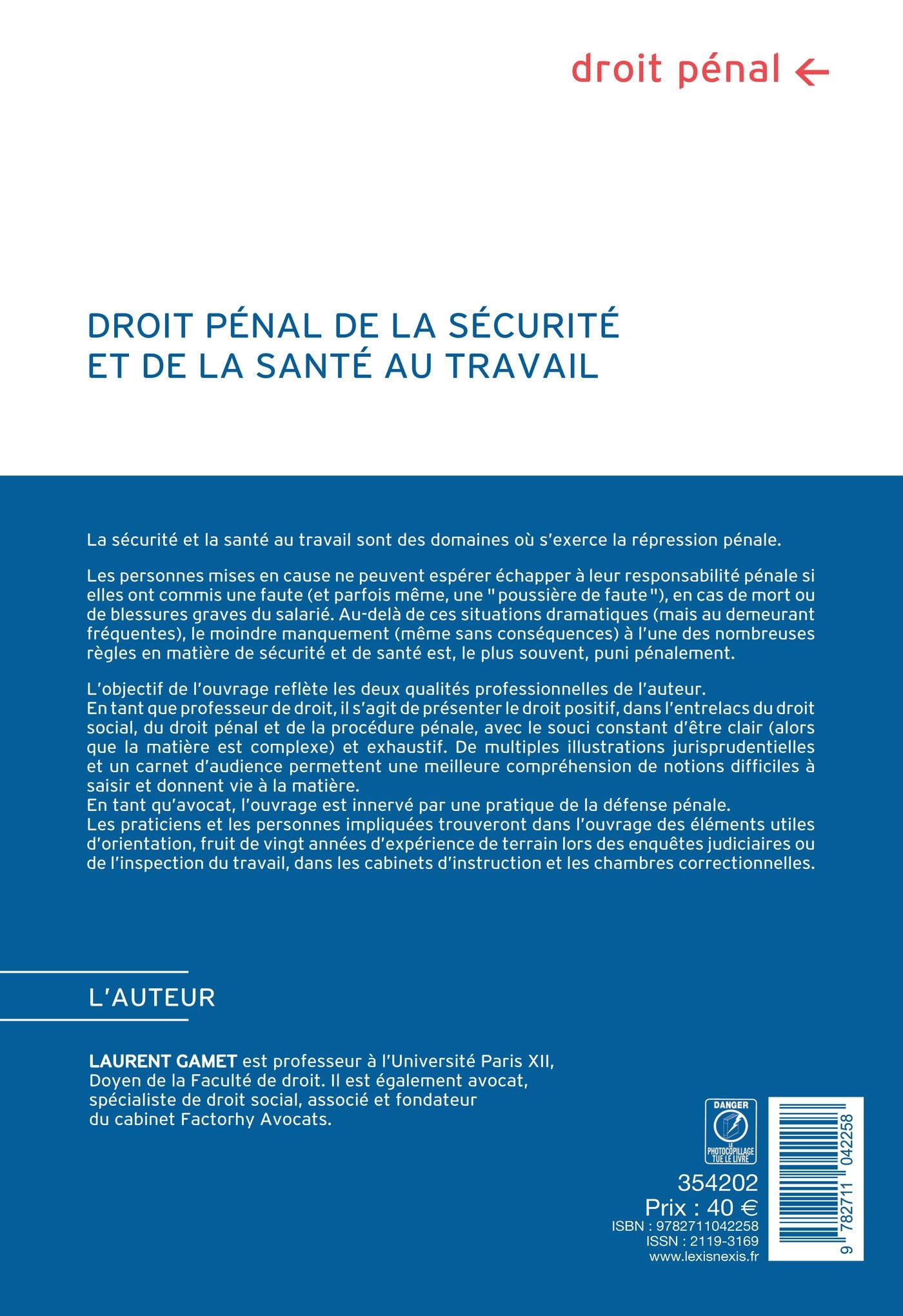 Droit pénal de la santé et de la sécurité au travail