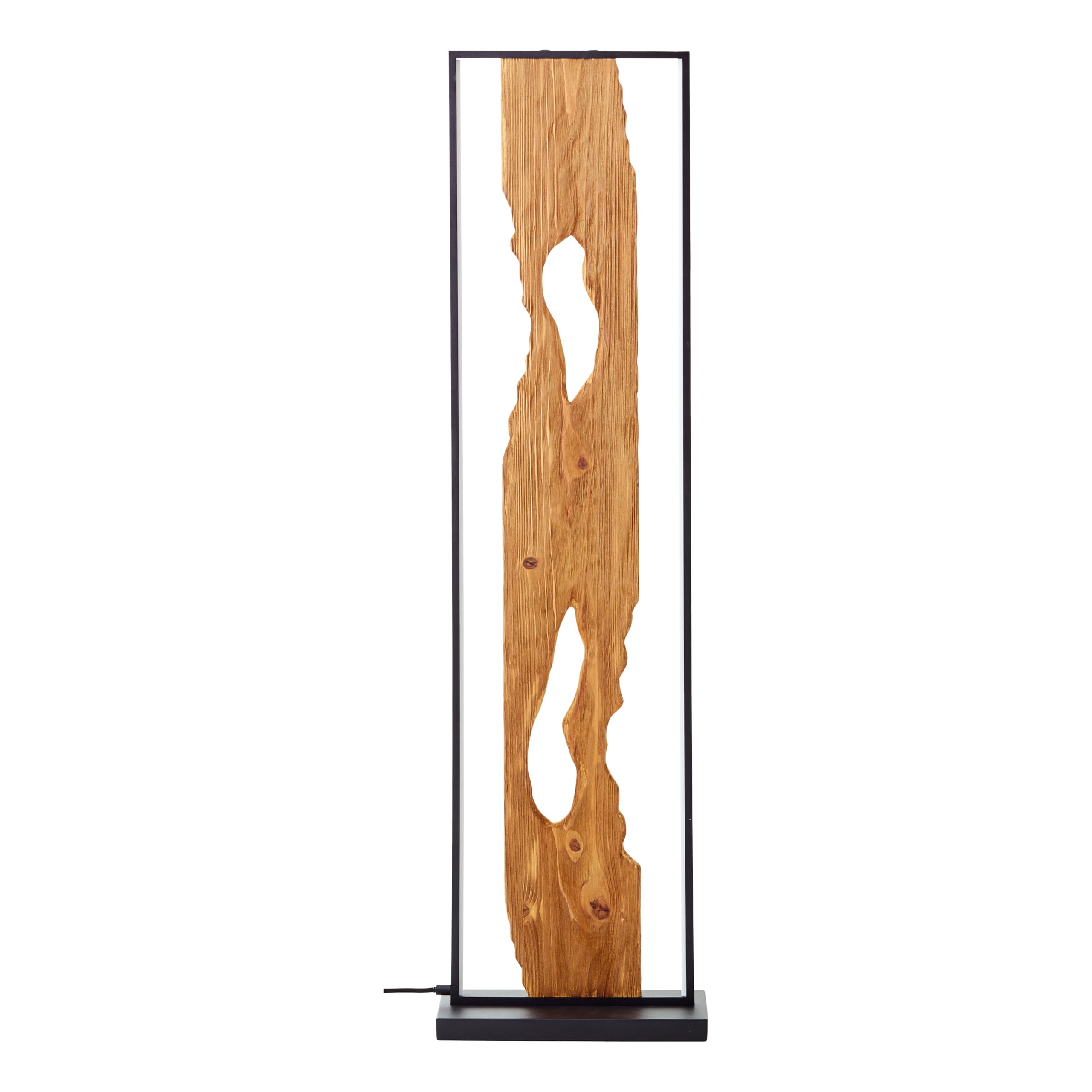 Lightbox LED Stehlampe schwarz - Stehleuchte Holz 120 cm mit Fußschalter - Standlampe Wohnzimmer warmweiß 3000K - 2300 lm inkl. LED