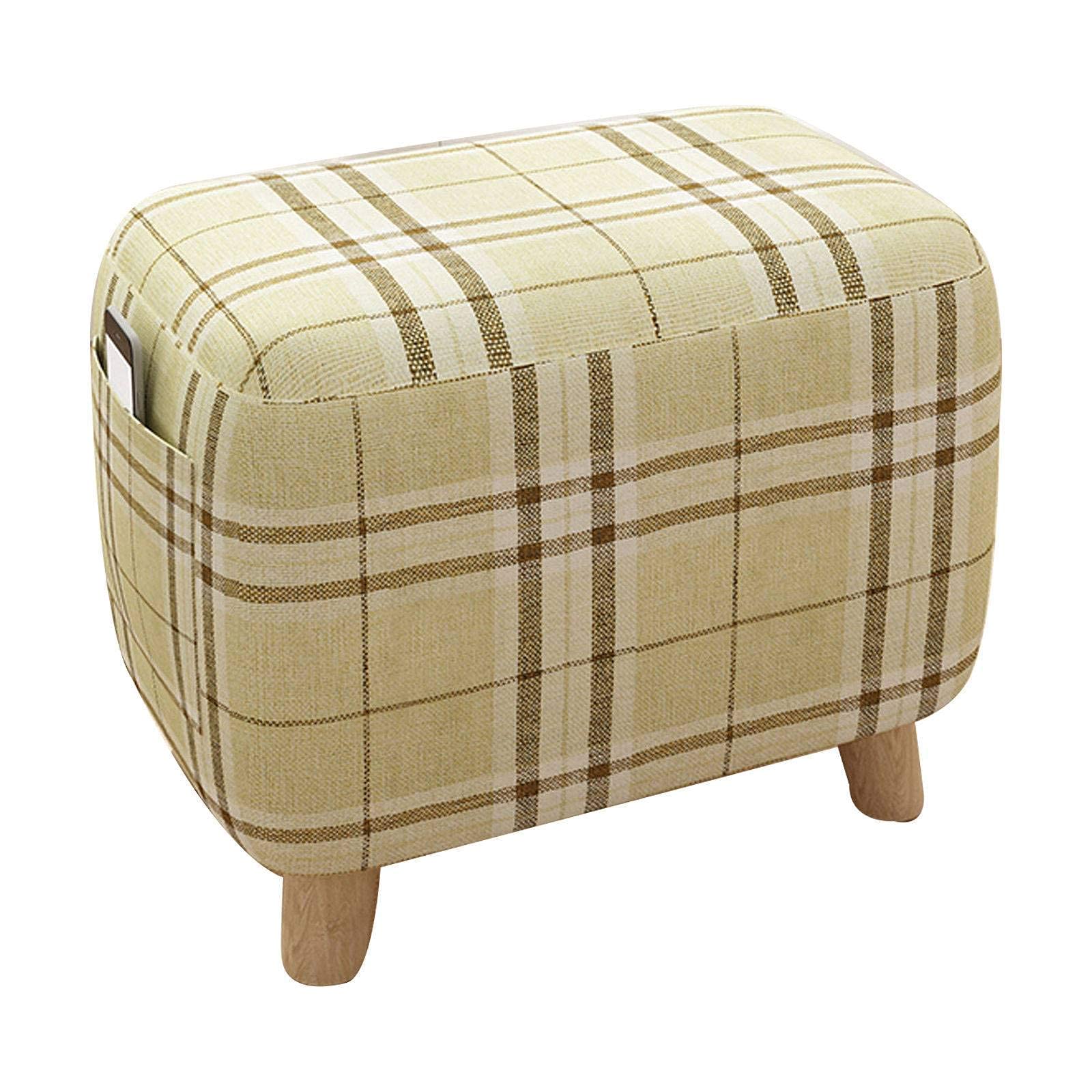 Pouf en bois repose-pieds carré rembourré 45x25x35cm pour salon et chambre