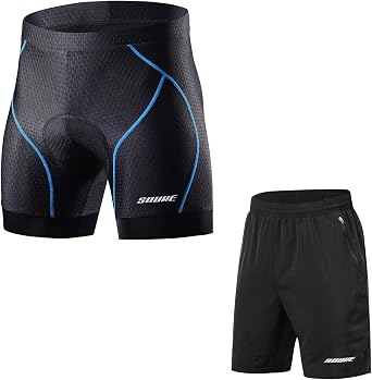 Souke Sports Mens Workout Running Shorts Quick Dry Athletic Performance Shorts Black L Mens Cycling Underwear Shorts 4D Padded Bike Bicycle MTB Liner Shorts BlackBlue L