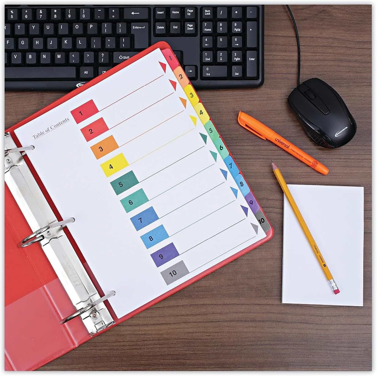 Universal UNV24804 11 in. x 8.5 in. 10-Tab Deluxe Table of Contents Dividers for Printers - White (6/Pack)