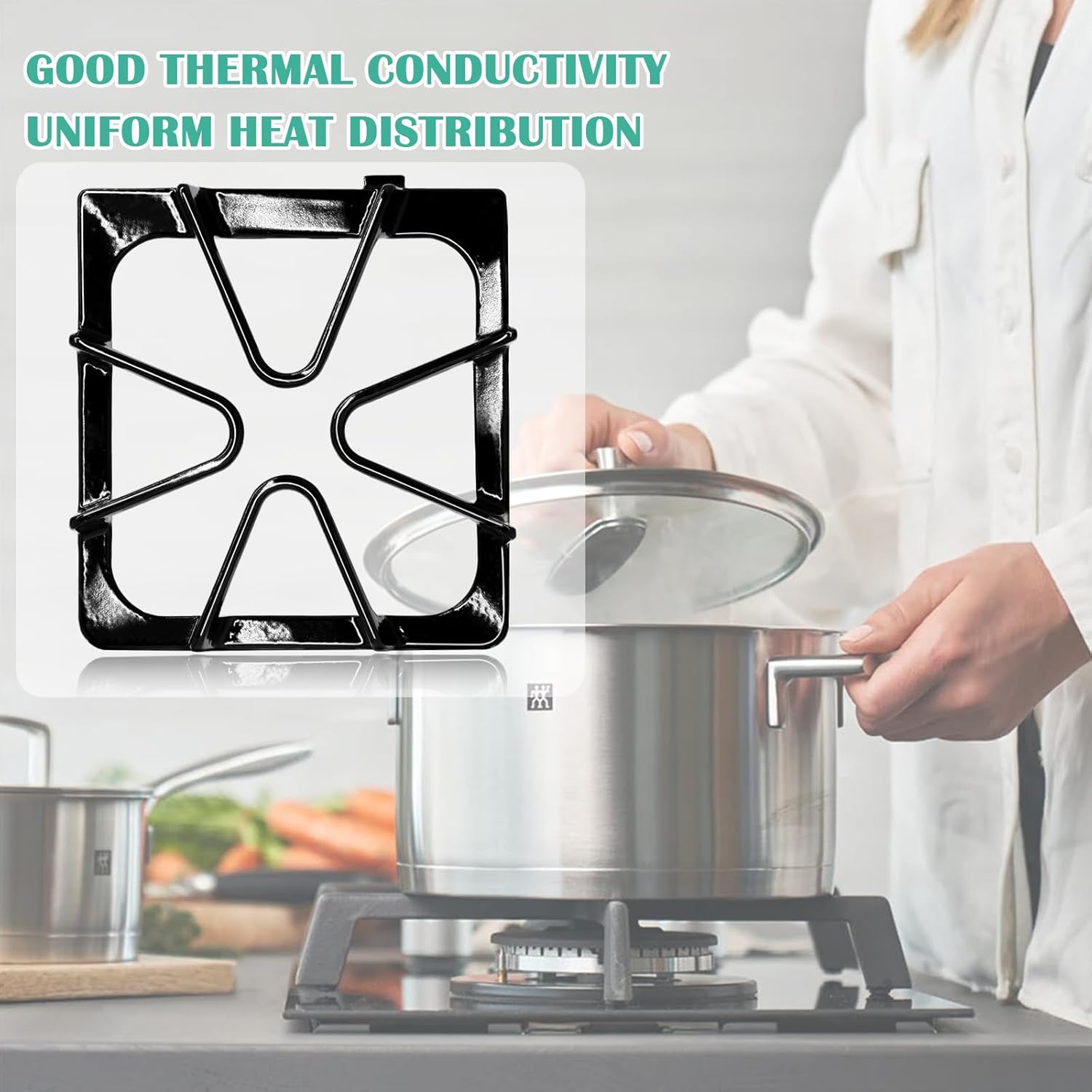 Hiorucet W10447925 Gas Stove Burner Grates Replacement for Whirlpool, Kenmore, Maytag, Amana, Inglis, Kirkland Stove Top, WPW10447925, W10333861A Grate Kit - Set of 4 for Whirlpool Gas Stove Parts.