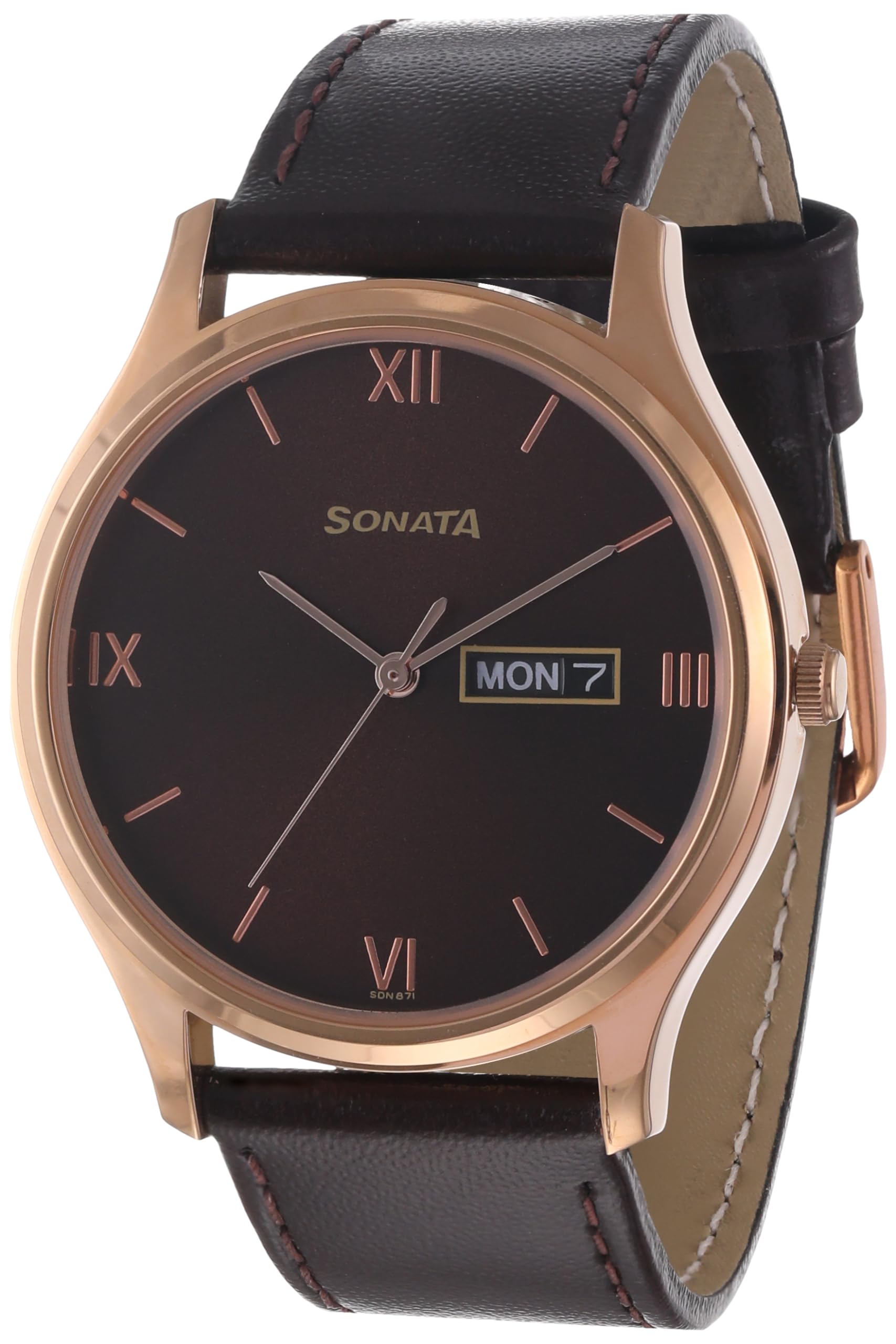 Fastrack Men Leather Sonata Brown Dial Analog Watch -77082Wl01, Band Color-Brown (B0C5MY577W) Amazon Price History, Amazon Price Tracker