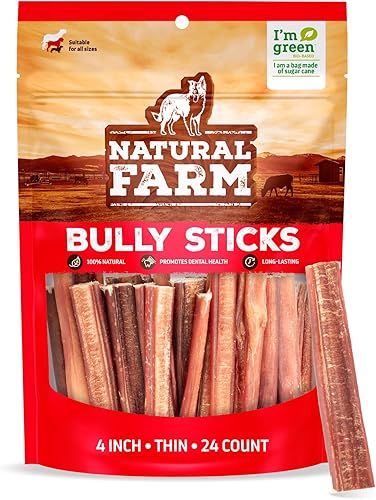 Miniatura 26 de Natural Farm Bully Sticks Jumbo sin olor, (6 pulgadas, paquete de 2), masticables extra gruesos para perros, golosinas de carne 100% totalmente