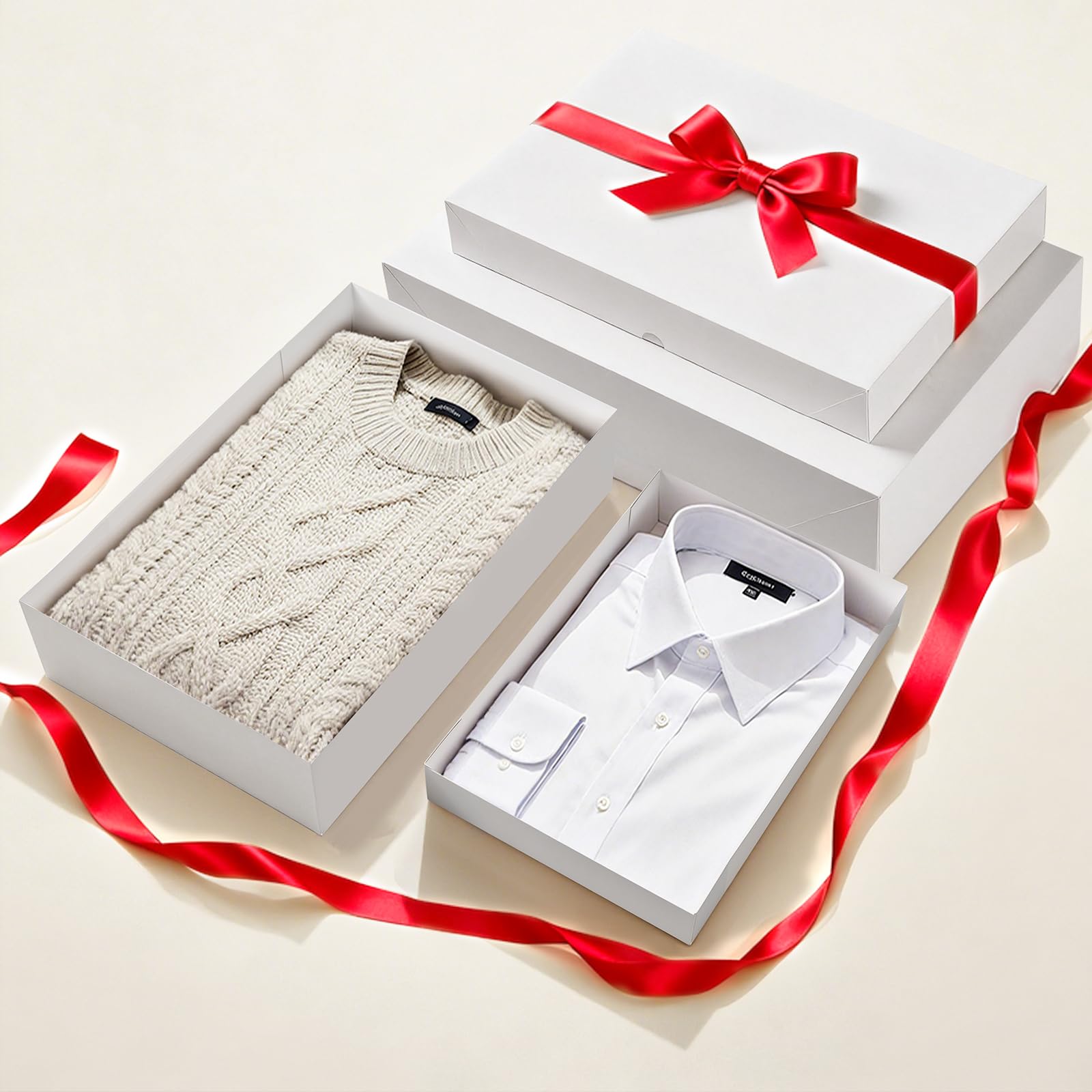 Kucoele Paquete de 10 cajas de regalo blancas con tapas, cajas grandes de regalo para camisas, cajas de regalo a granel para Navidad, bodas, cumpleaños, despedidas de soltera (14.25 x 9.5 x 2