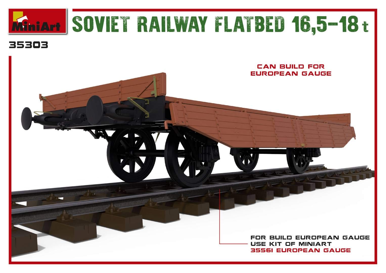 MiniArt 35303 1:35 Sov. Wagon à Plat 16,5-18 to.Réplique fidèle à l'original, modélisme, kit de Construction en Plastique, Bricolage, Loisirs, Collage, kit de modélisme, Assemblage, Non Peint, Gris