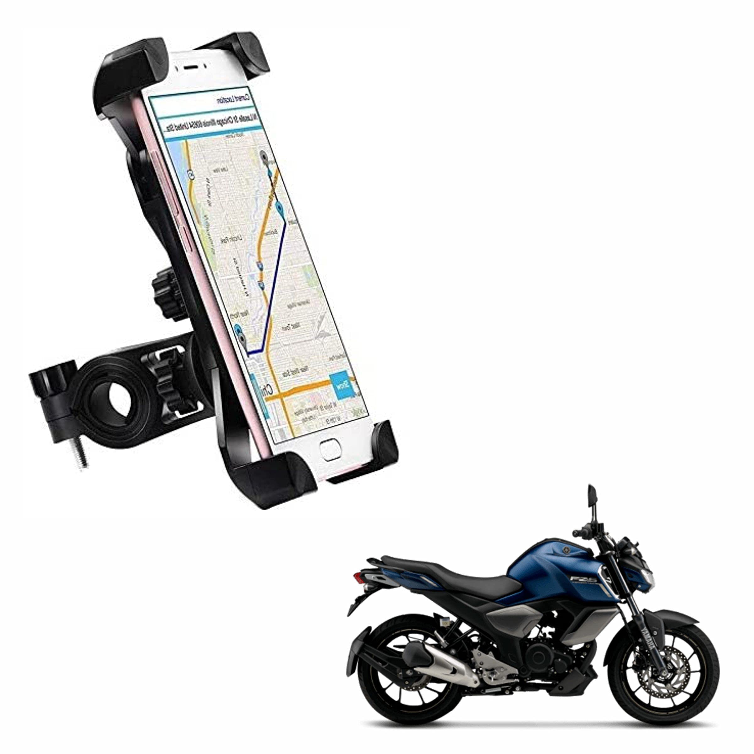 Miwings Bike Phone Mount Anti Shake and Stable Cradle Clamp with 360° Rotation Bike Phone Holder for Yamaha FZ V3 (1 PCs, Black)-image-30