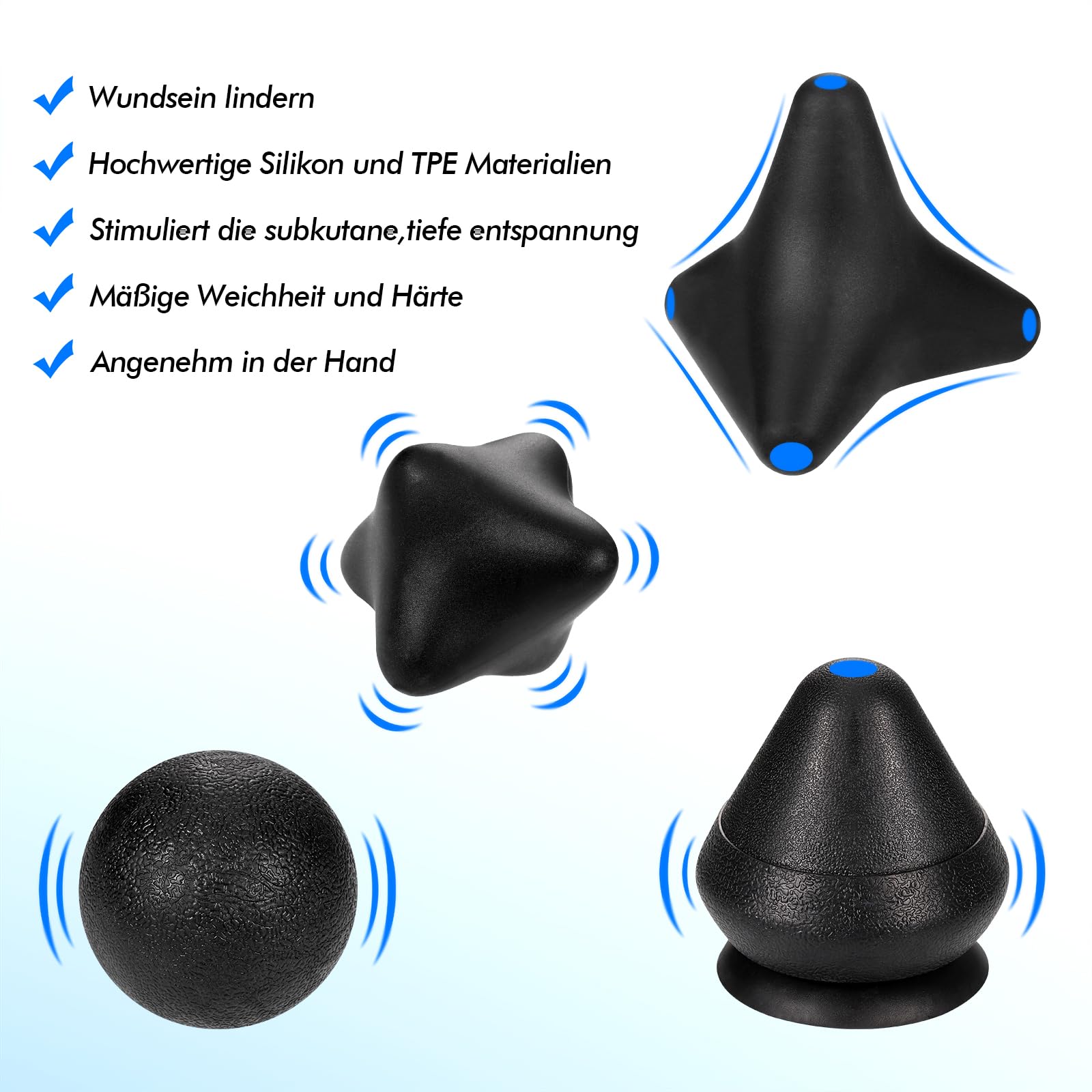 Zocipro 4-częściowy zestaw popychaczy punktów spustowych, wyzwalacze z przyssawką, okrągłą kulką powięziową, na bóle i napięcie mięśni pleców, szyi, ramion i barków