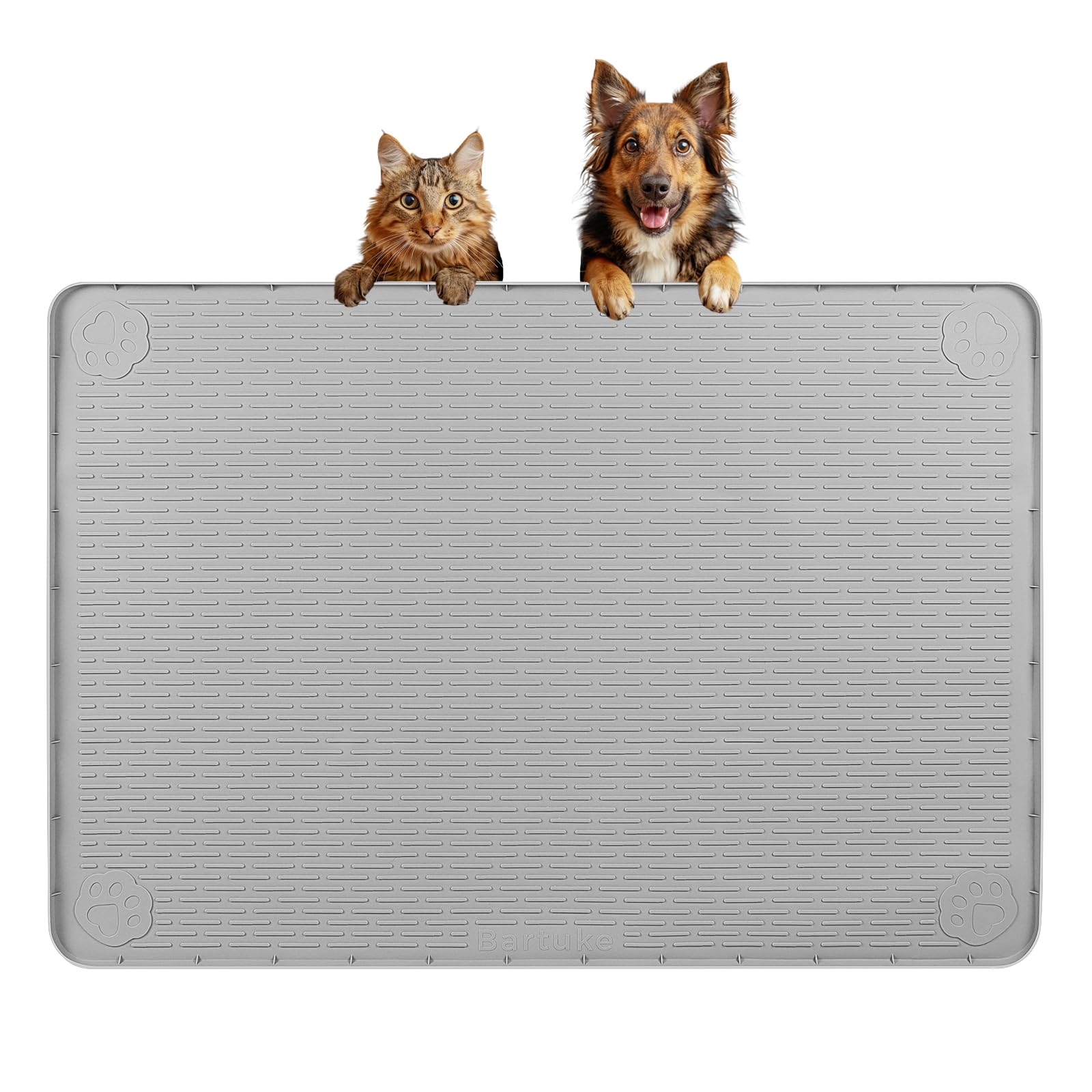 Bartuke Dog Bowl Mat, 34"x22" Silicone Pet Feeding Mat with Raised Edges โ image 1