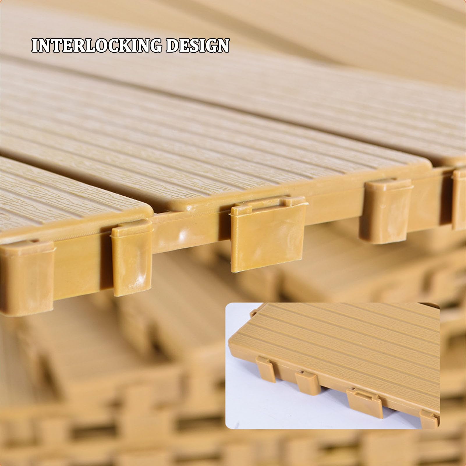 Dalles clipsables exterieur WPC Résistant aux intempéries pour Revêtement sol extérieur Terrasse Balcon Veranda Abri de jardin Beige 11pcs