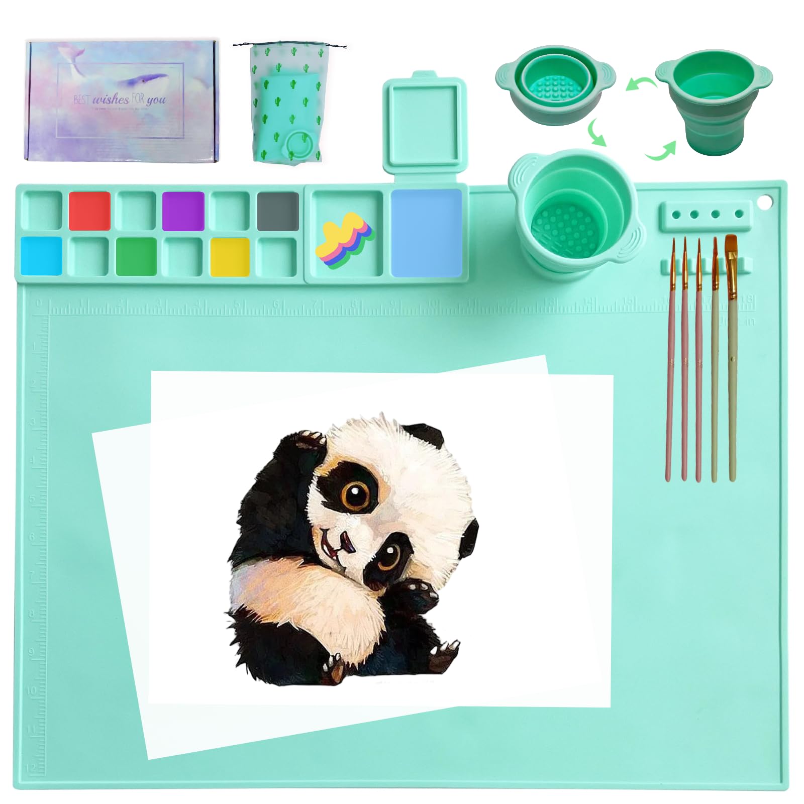 MOKUYOBY Silicone Painting Mat with Cup, 20