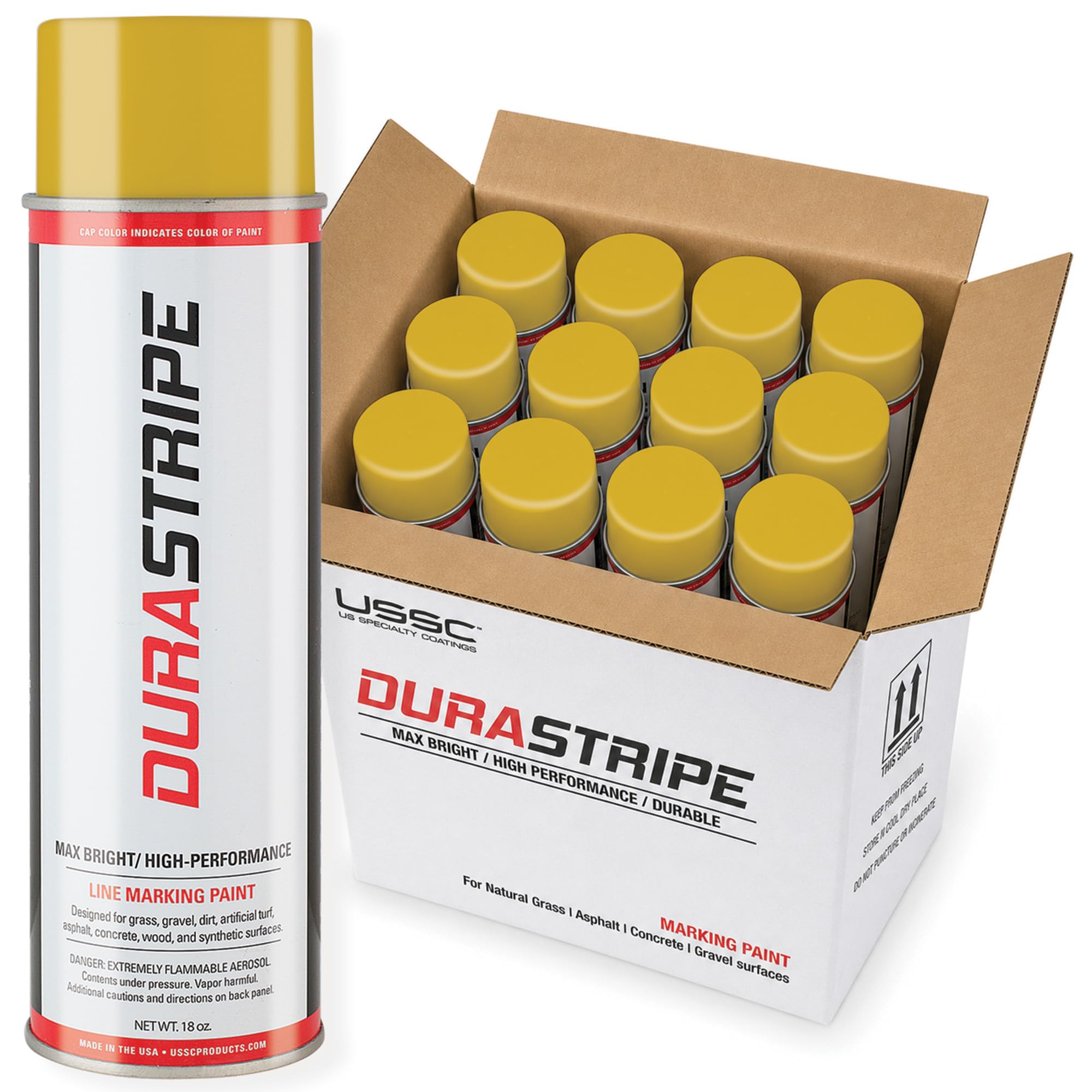 Athletic Field Marking Paint - (CASE) 12/18 Ounce Cans. The Most durable line marking paint available! Several colors to choose from. (Vanderbilt Gold)