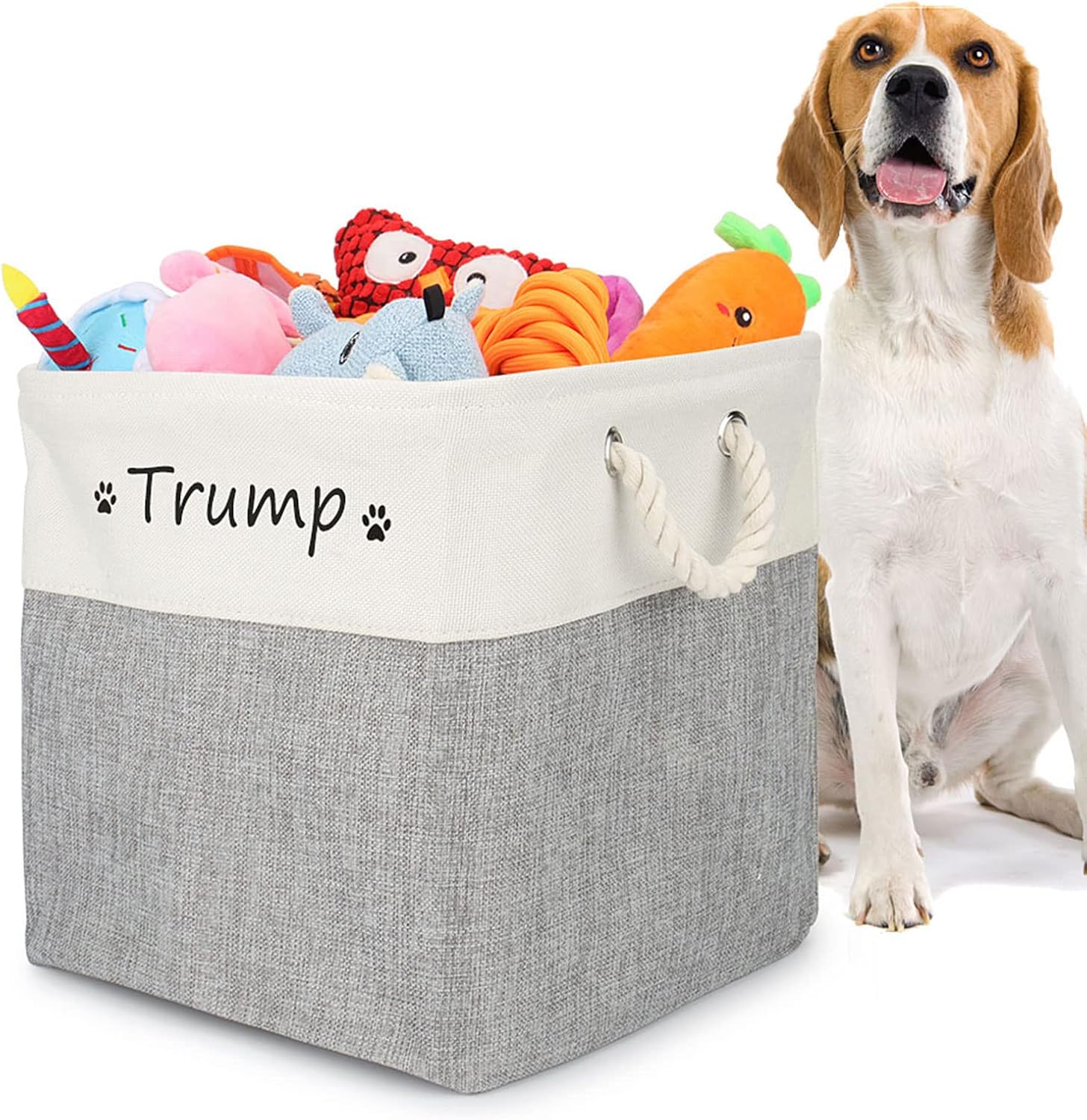 Cuperay Personalised Dog Toy Box with Name, Collapsible Dog Toy Storage