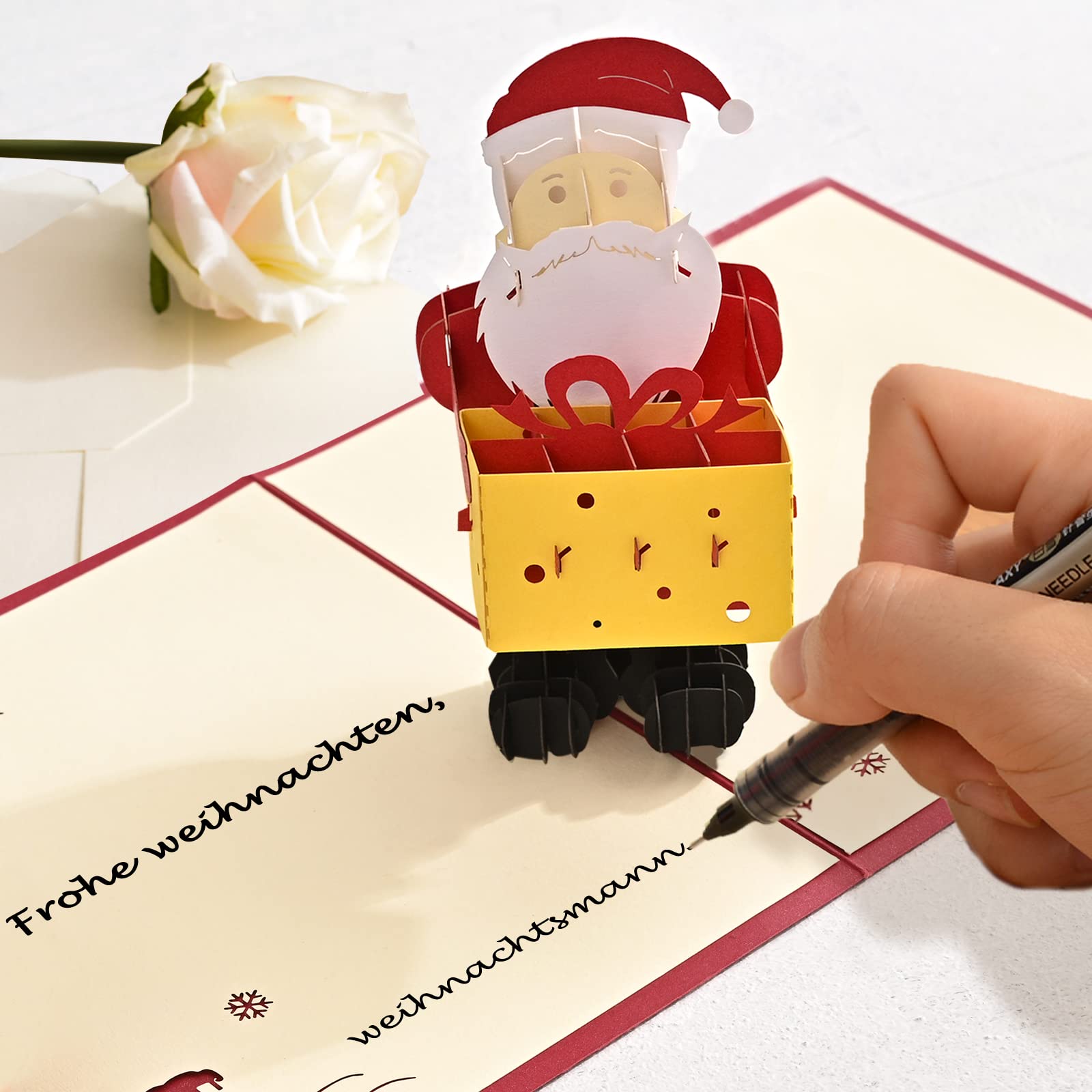 3D-Weihnachtskarte Mit Schneemann - Pop-up, 15x30 Cm (aufgeklappt), Inkl. Umschlag, Nostalgisches Design