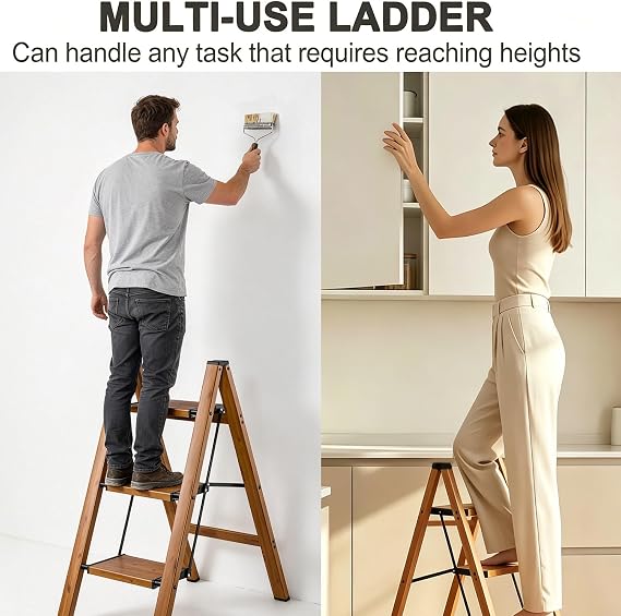 Step Stools 3 Step Ladder Woodgrain Aluminium Folding Ladders