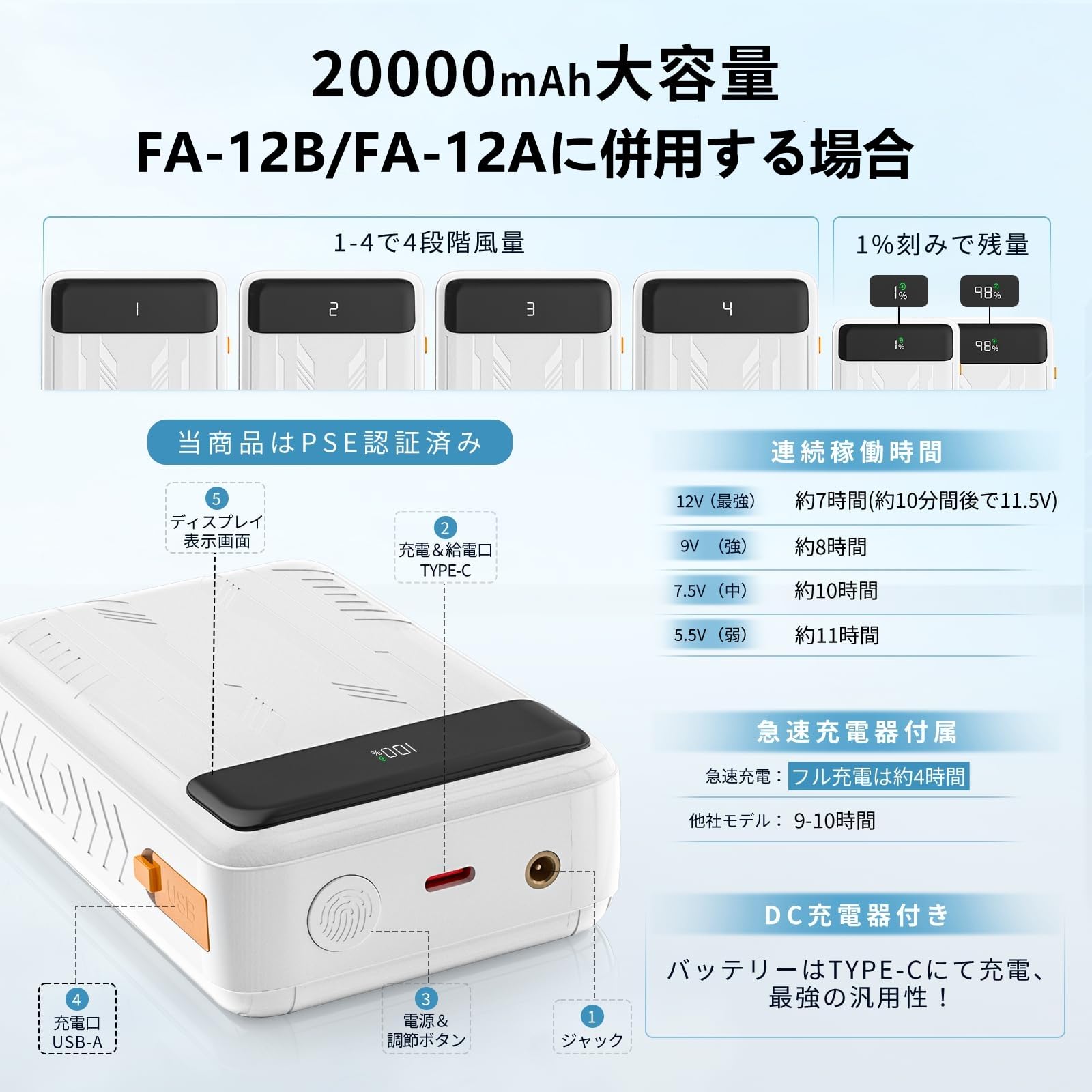 Amazon.co.jp: [Hon&Guan] 空調作業服 バッテリー ファン付きベスト用