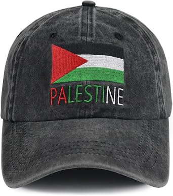 KKMKSHHG Palestine Hats for Men Women, Adjustable Embroidered Cotton Palestinian Flag Baseball Cap