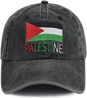 Palestine Hats for Men Women, Adjustable Embroidered Cotton Palestinian Flag Baseball Cap
