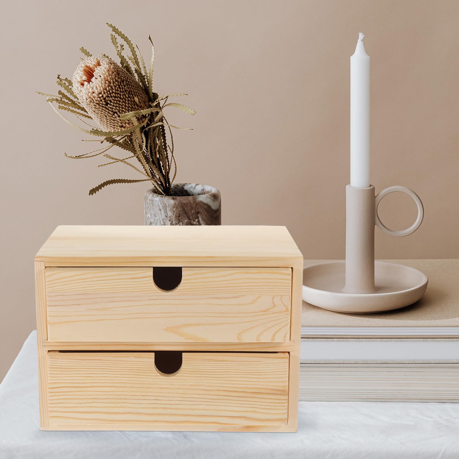 Schreibtisch-Organizer aus Holz mit Schubladen, 2-stöckig, kompakte Aufbewahrungsbox für Bürobedarf und Schmuck, stilvoller Schreibtisch-Organizer für Zuhause und Büro
