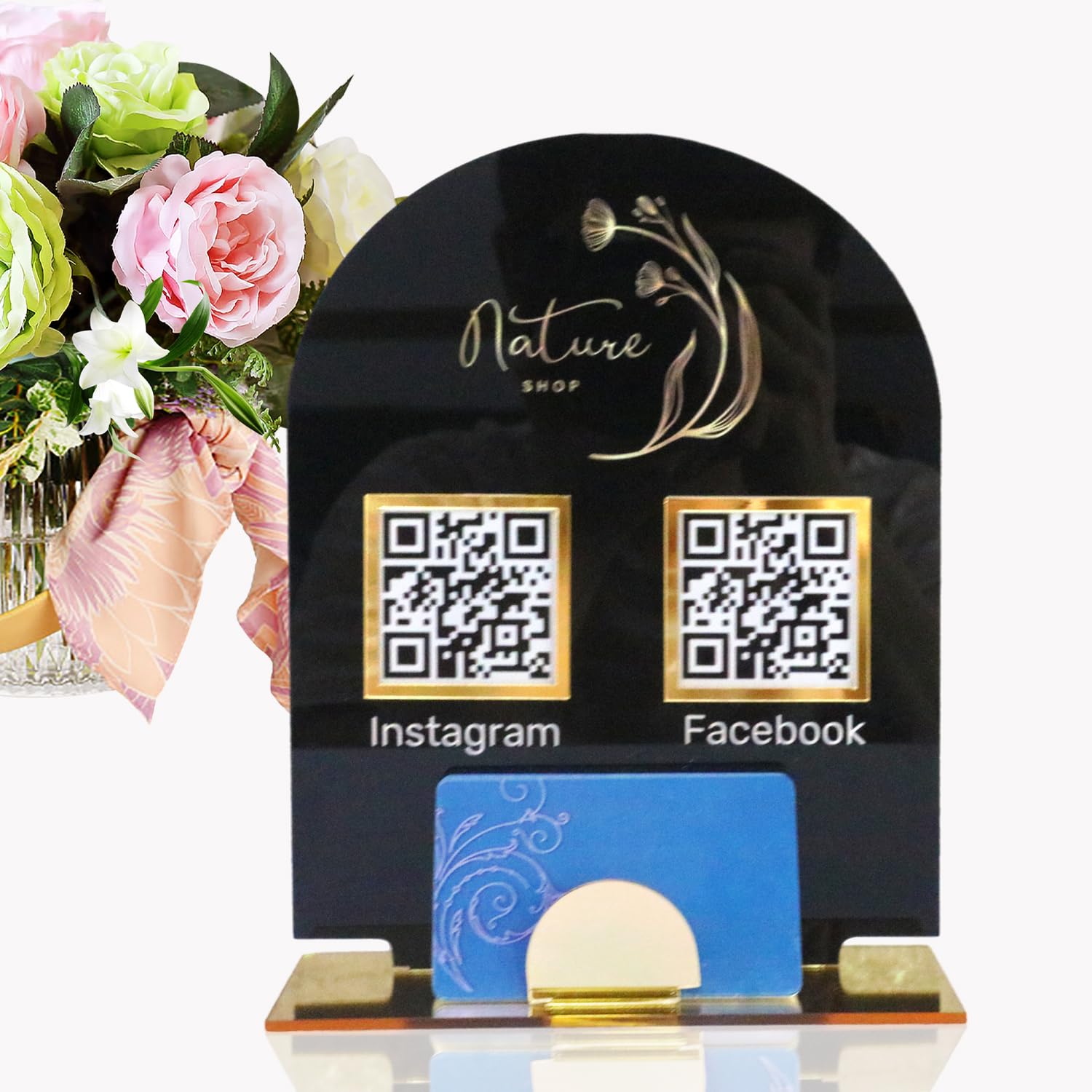 Amazon.com : Social Media QR Code Sign With Business Logo
