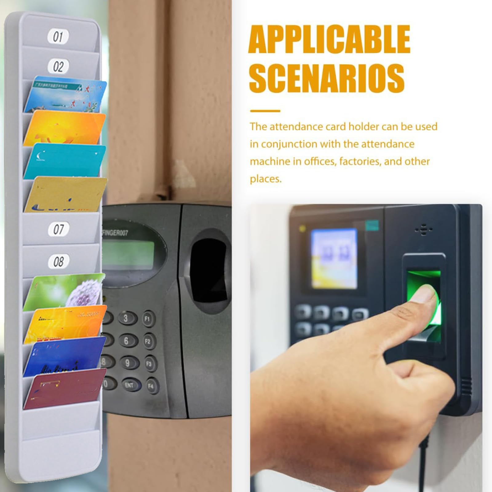Supporto Da Parete per Carte Dipendenti, Porta Tessere Da Parete 12 Slot, Appendere Organizer per Registratore Di Presenze, Plastica, per Ufficio e Famiglia (Grigio-Bianco)