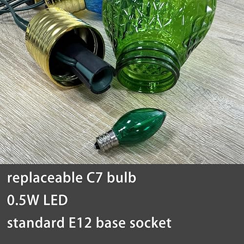 Miniatura 6 de NIOSTA Luces de camino de Navidad jumbo, cadena de luces de 8 pies con estacas, 4 bombillas LED multicolor, enchufe y conectables