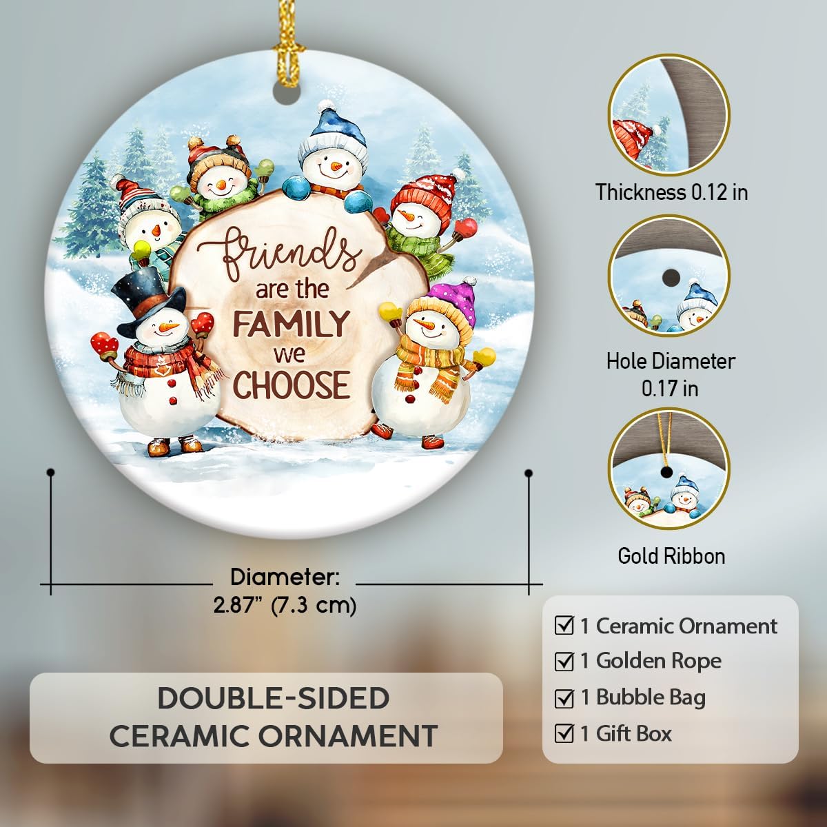 Friends Christmas Ornaments 2025, Friendship Ornaments for Christmas Tree, Bestie Gifts for Women, Ceramic for Christmas Decor, BFF Ornament for Friends, Sister - Image 2