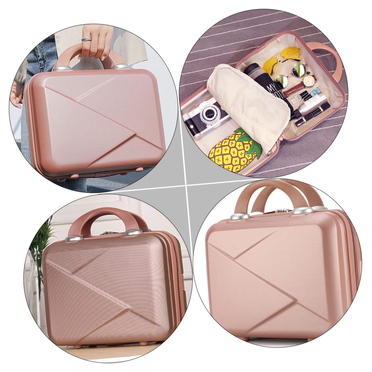 Kosmetikkoffer Tragbar für Frauen Reisekoffer Make-up-Halter Aufbewahrungsbox aus Hochwertigem Material