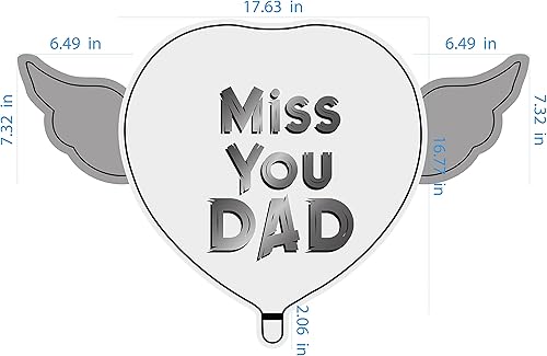 Miniatura 2 de Miss You Dad - Globos celestiales en forma de corazón con alas de ángel (azul)