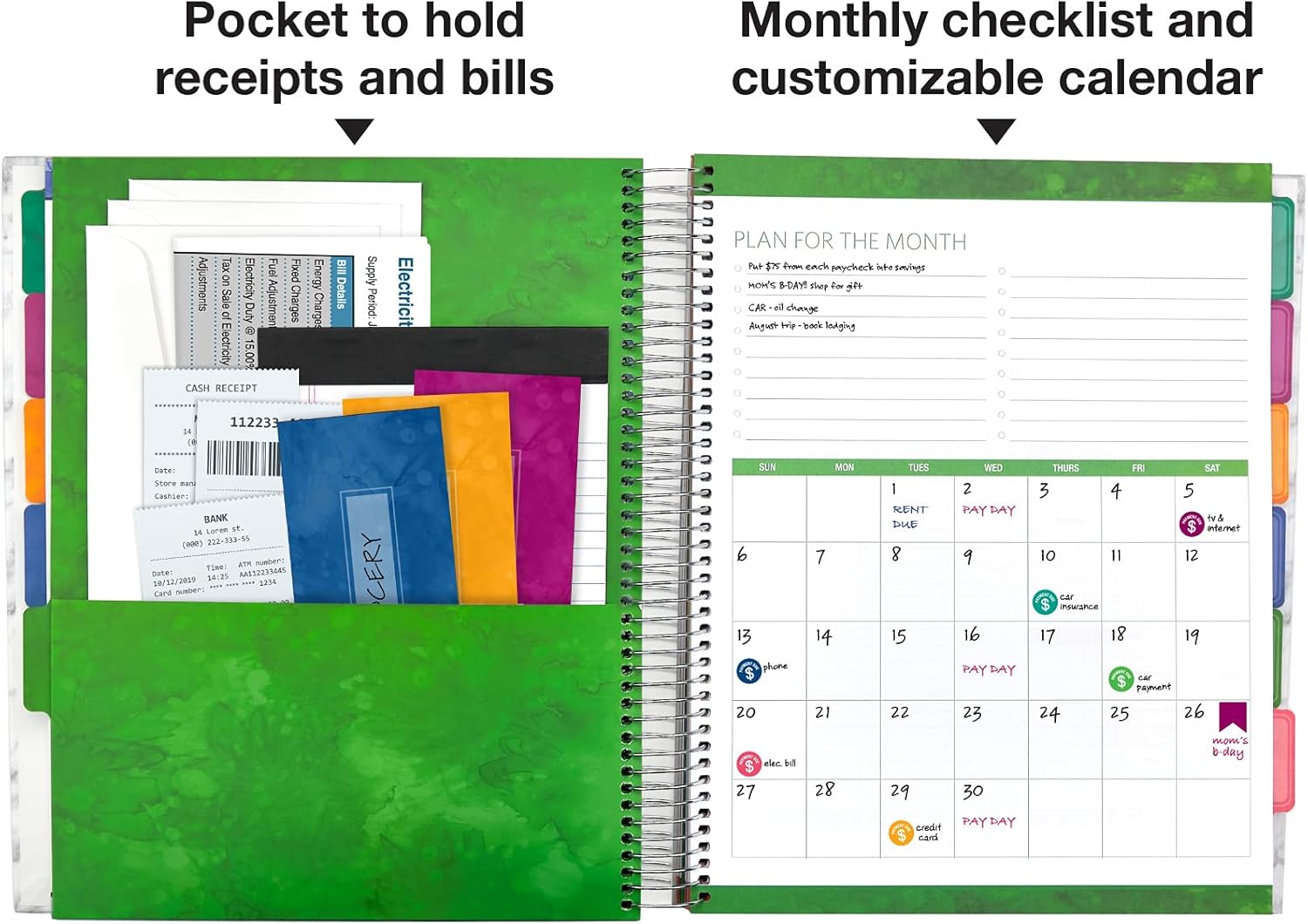 Global Printed Products Budget Planner & Monthly Bill Organizer With 12 Envelopes and Pockets. Expense Tracker Notebook and Financial Planner Budget Book to Control Your Money, 8.5" x 11", Pink Marble