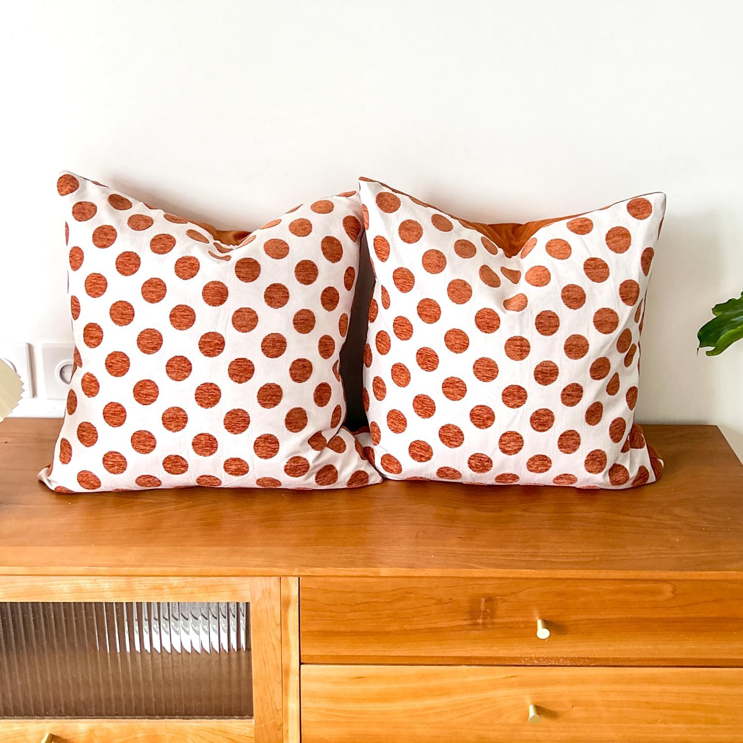 HOPLEE Orange Throw Pillow Cover 18x18 Pillow Covers Decorative Cushion Cover with Polka Dot and Solid Orange Design 18x18 inches,4 Pack