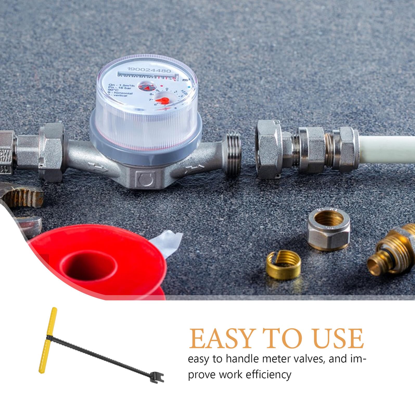 Healifty Llave para Válvula de Agua de 17 Pulgadas con Mango T Herramienta Multifuncional para Cerrar Medidor y Válvulas Acero Inoxidable Resistente y Agarre Cómodo Uso Plomería y