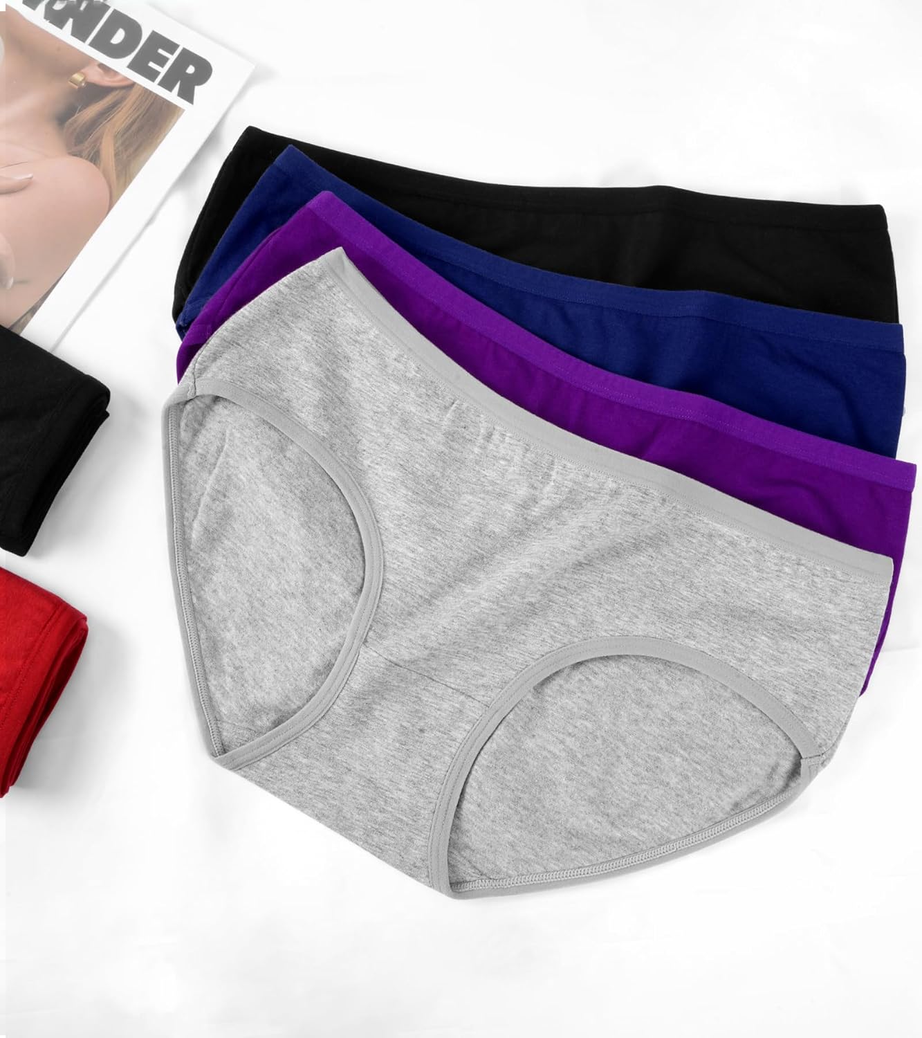 OLIKEME Womens Underwear Cotton Hipster Panties Low Rise No Show Briefs Soft Stretch Breathable Ladies Panties 6 Pack - Image 6