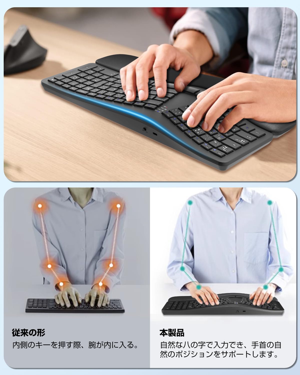 Amazon | Ewin エルゴノミクス キーボード 左右分離型 JIS配列