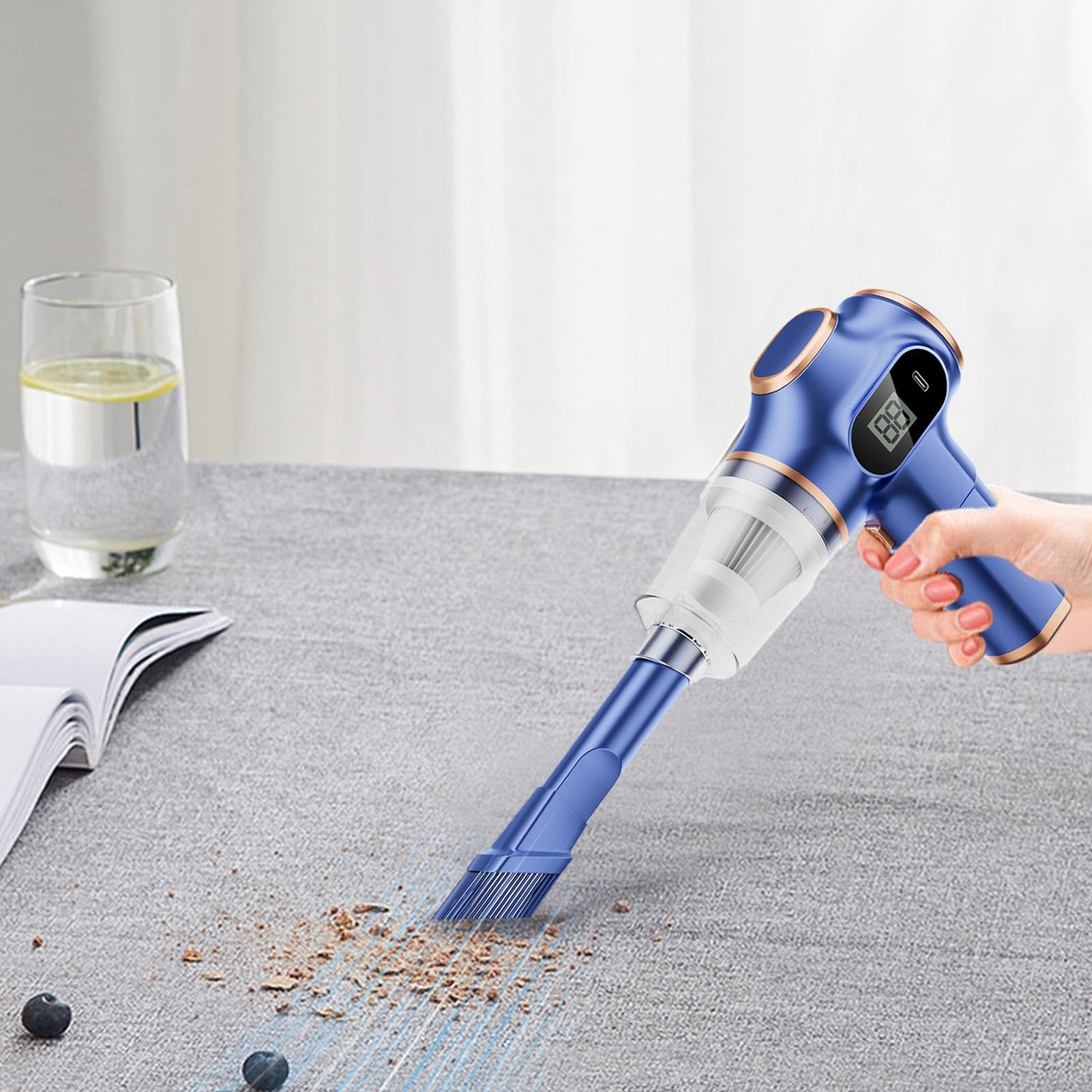 Aspiradora portátil para coche - Aspiradora de coche recargable inalámbrica de 120 W | Aspiradora de coche con pantalla de potencia y alta potencia de succión para vehículos, hogar, alfombras de coche