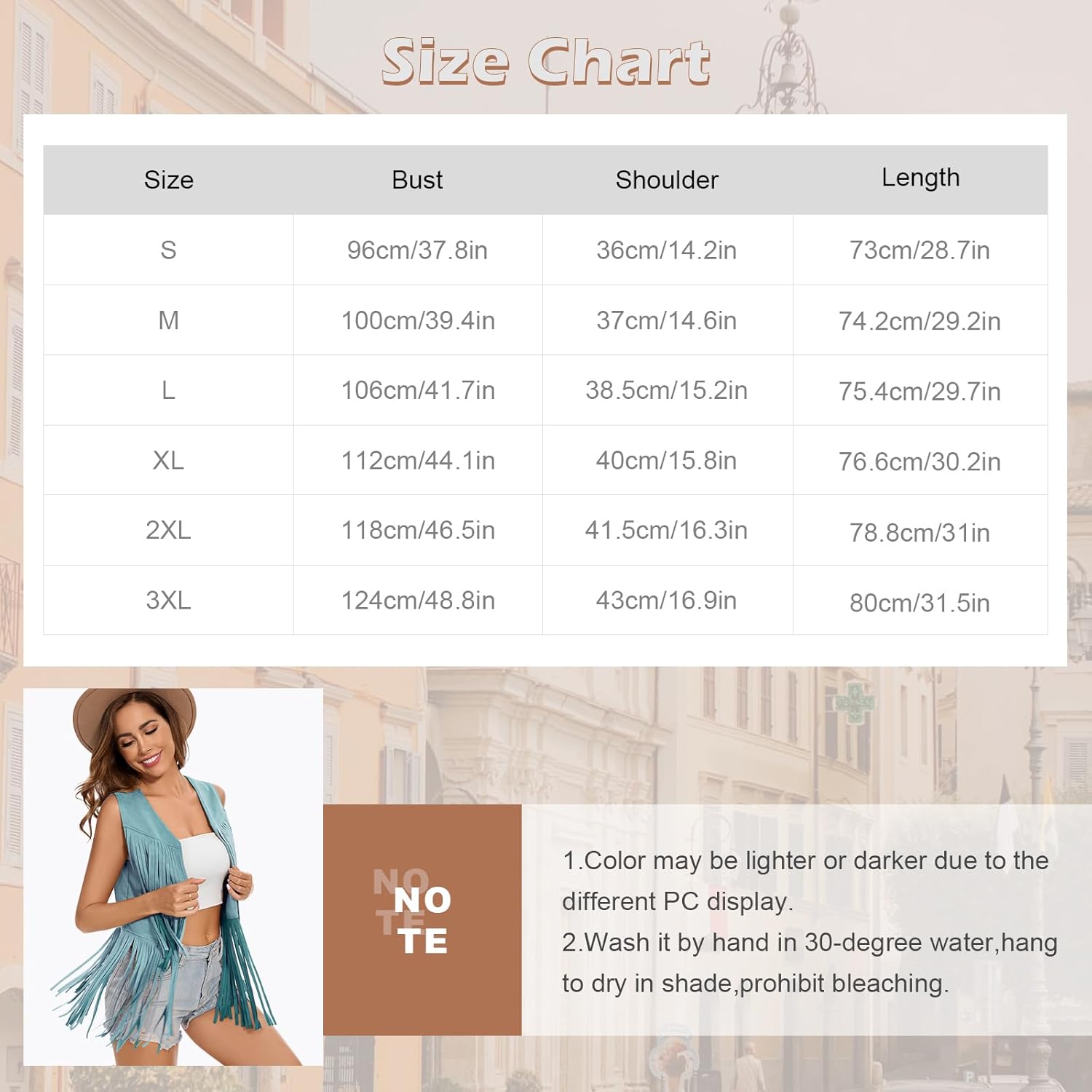 Women's Fringe Vest 60s 70s Hippie Vest Sleeveless Cowgirl Western Faux Suede Tassel Leather Jacket Hippie Party - Image 7