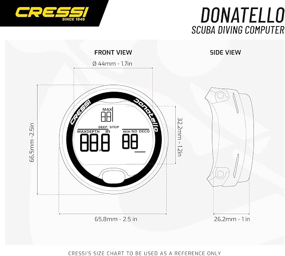 CRESSI Donatello Diving Computer - Professional Wrist Diving and Apnea Dive Computer, One Size, Unisex Adult