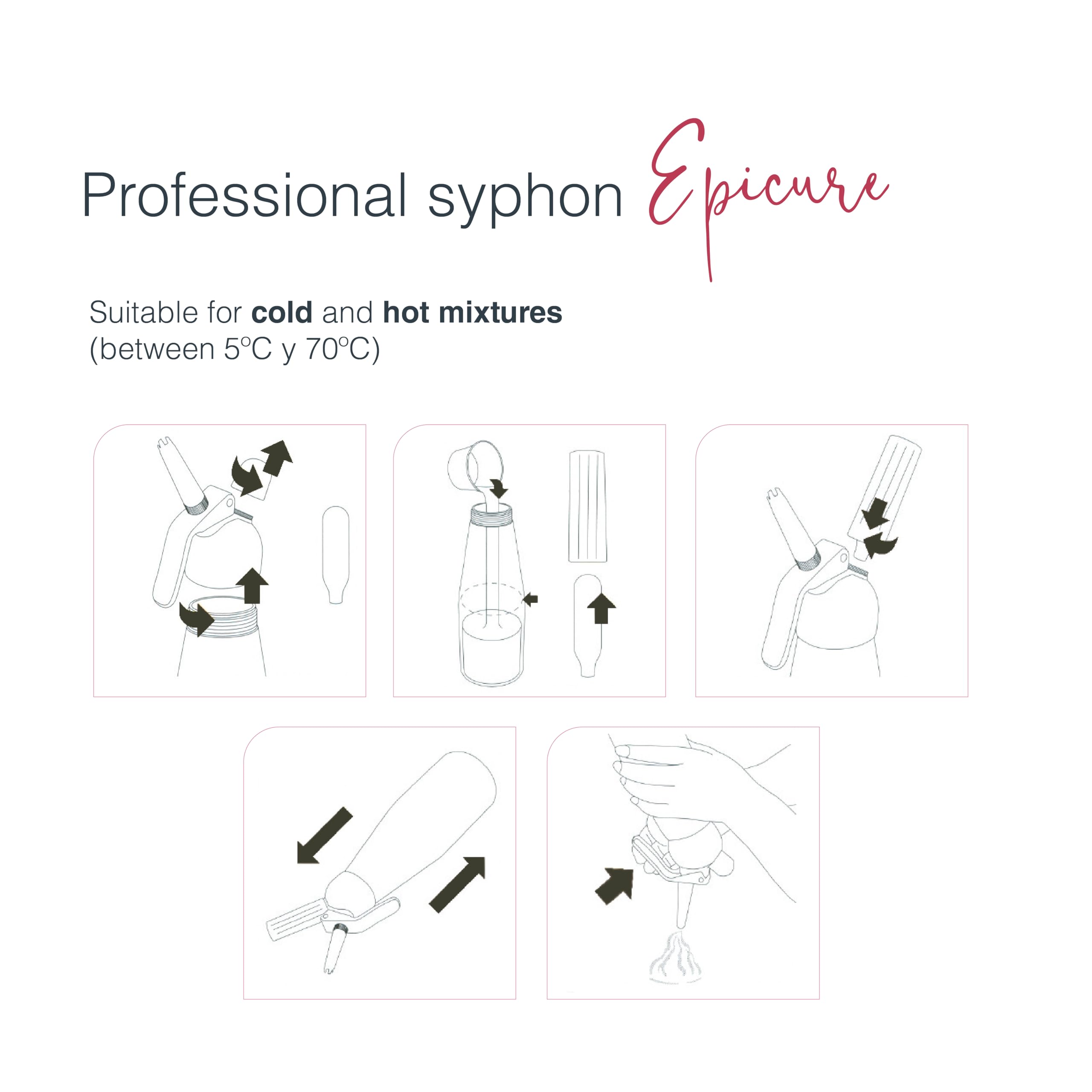 Lacor 68300 - Siphon, siphon épicuréen, robuste et durable, Acier Acier | Ustensile professionnel durable; conçu pour un rendement optimal y nettoyage rapide et facile au lave-vaisselle