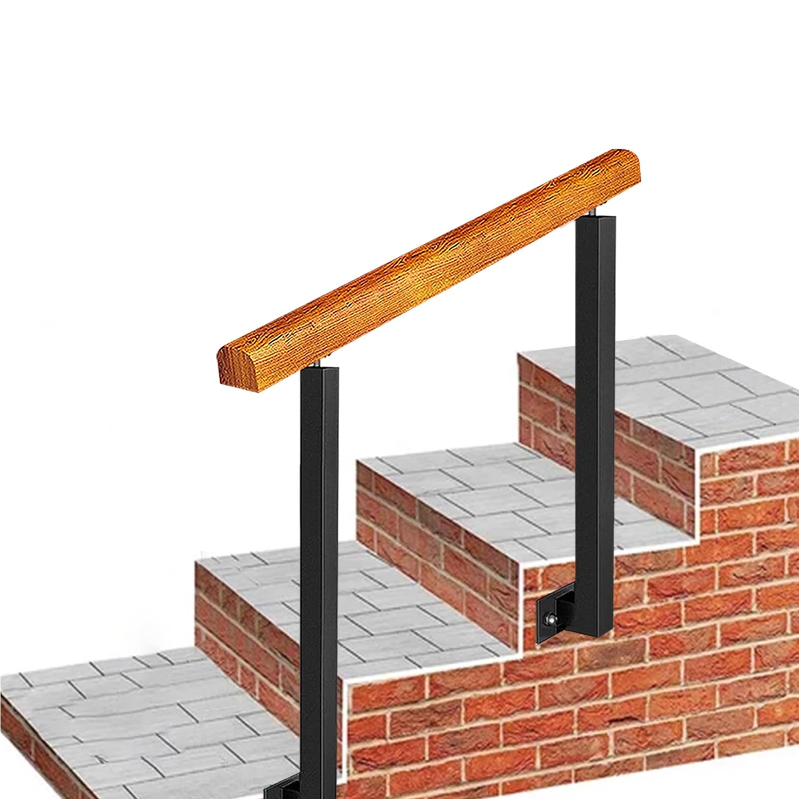 Corrimano in legno per gradini esterni, ringhiera di supporto manuale per terrazza o veranda, striscione da parete a 1-3 gradini, altezza 95 cm/110 cm, maniglione per interni/esterni