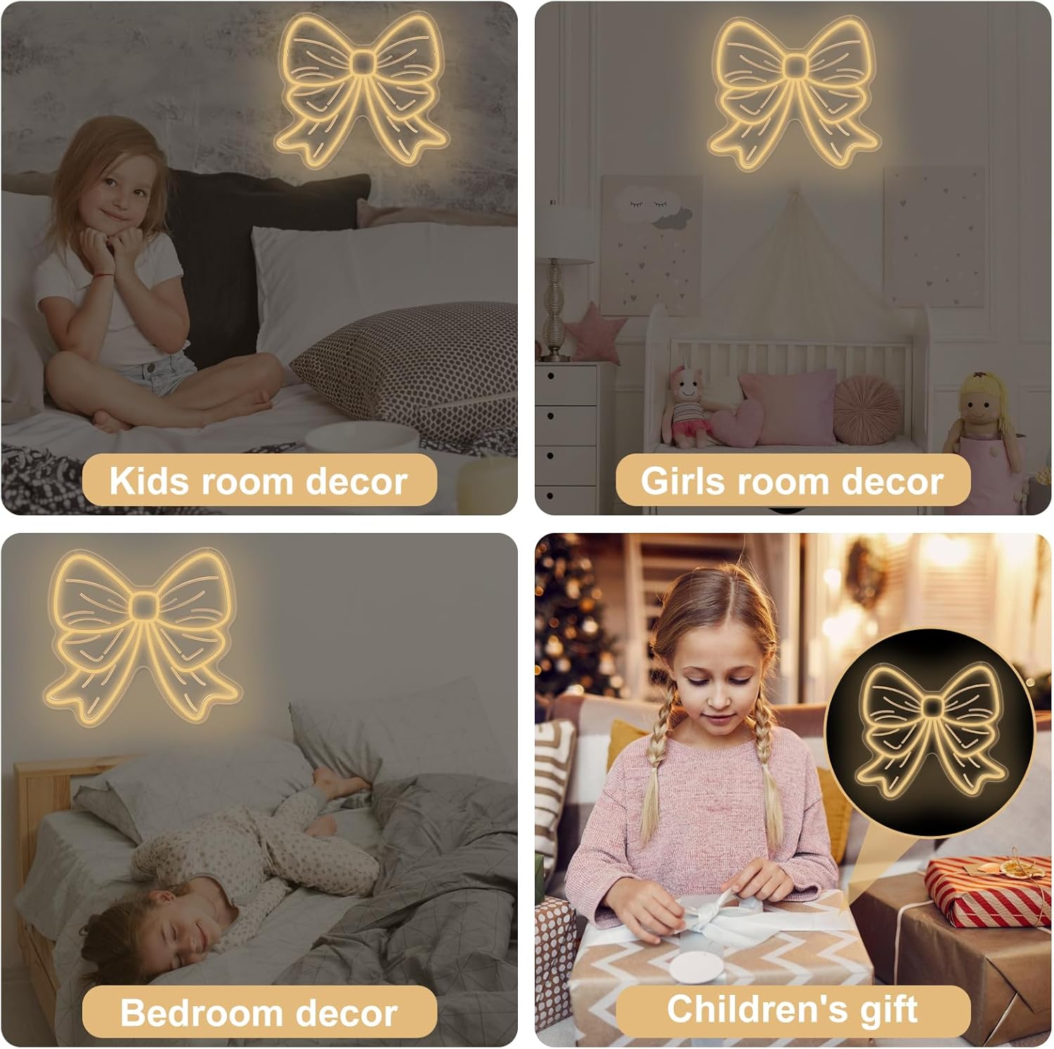 Bow Neon Sign - Aesthetic Ribbon Wall Decor, Girly Nursery Art, Pink Room & Beauty Salon Decor, Warm White Bow Neon Light Sign for Wall Decoration 15″×13.4″ - Image 6