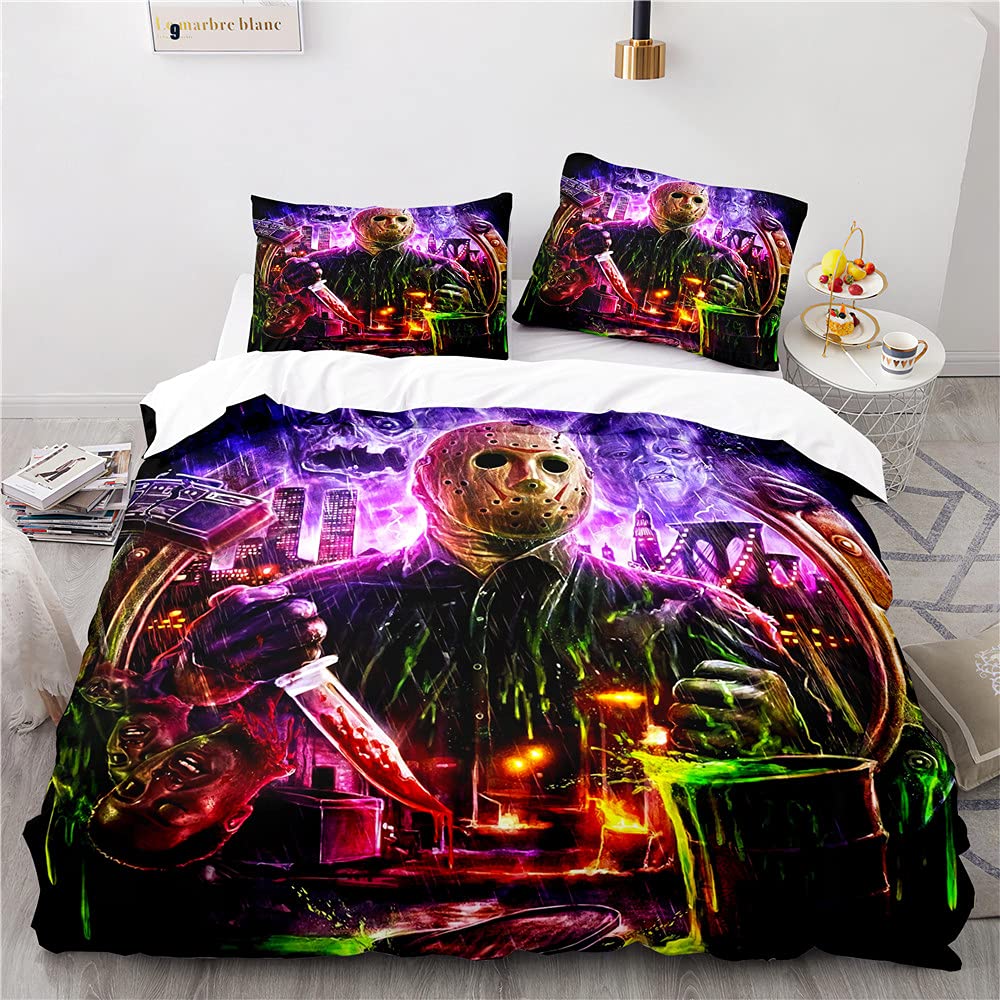 Nichiyobi 9 Jason Voorhees Duvet Cover Bedding Set - Duvet Cover And Pillowcase, Microfibre, 3D Digital Print Three-Piece Bedding (, Single 135 X 200 Cm)