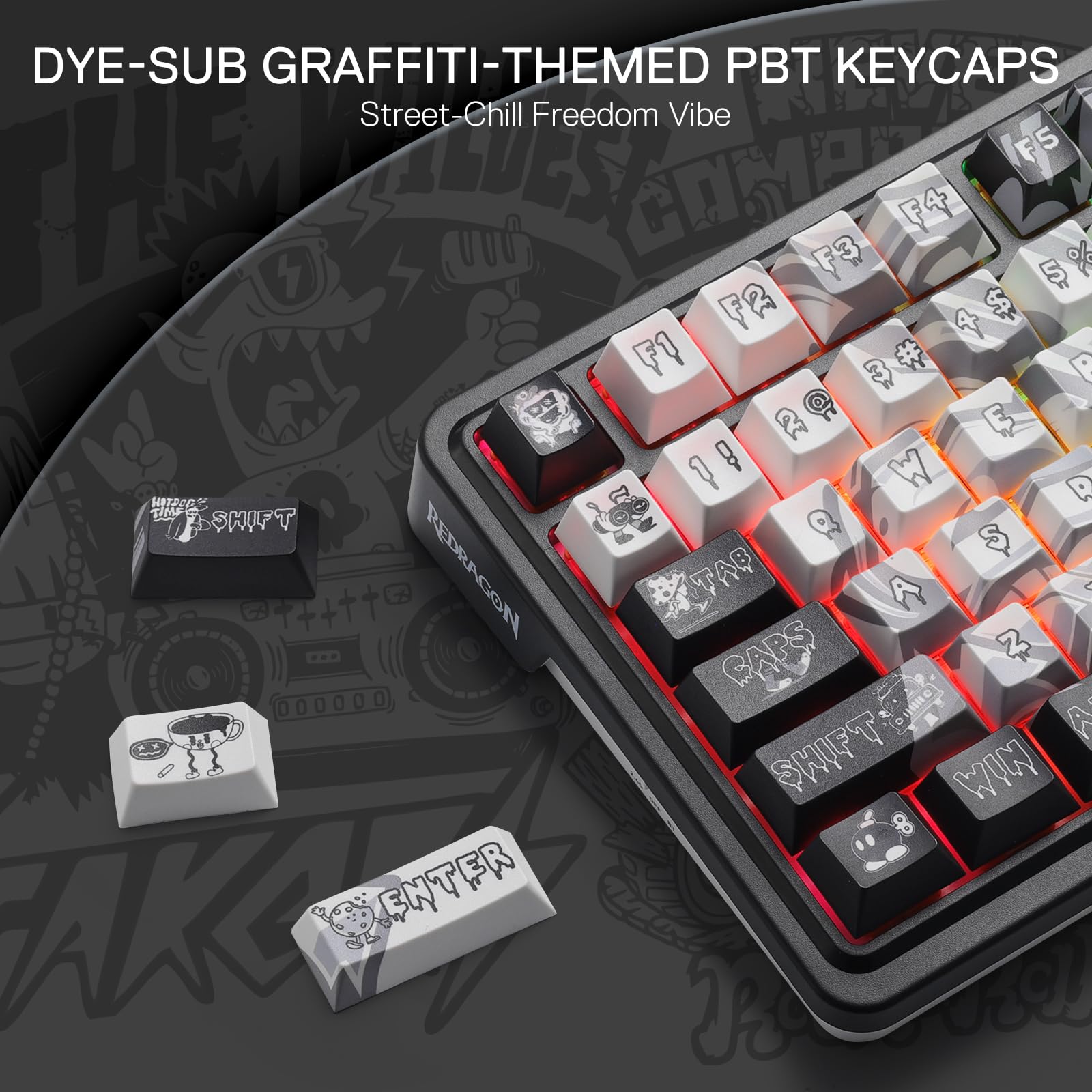 Redragon K719 Pro Teclado Gaming Inalámbrico Pantalla TFT Perilla 95 Teclas | Pantalla TFT 1.14 Pulgadas Fácil Control Amortiguación Ruido Mecánico Gasket Conexión Estable