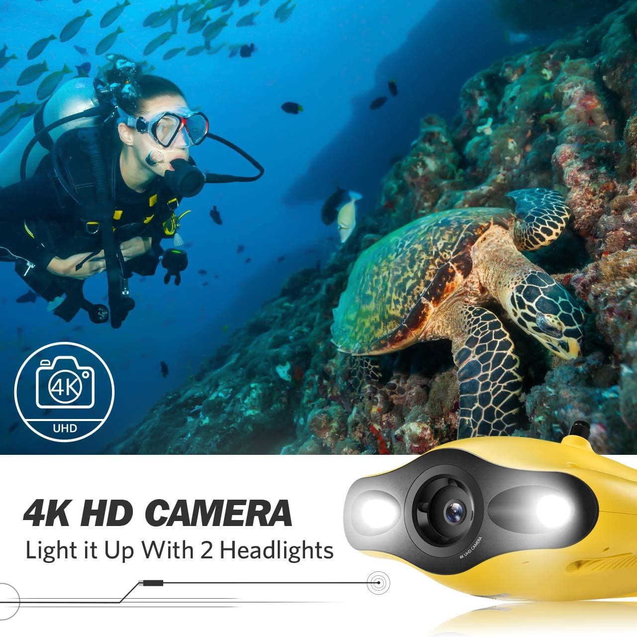 gladius Mini Underwater Drone, 4K UHD Underwater Camera for Real Time Viewing, Remote Controller and APP Remote Control, Dive to 330ft, Live Stream, Adjustable Tilt-Lock, Fish Finder, ROV : Electronics