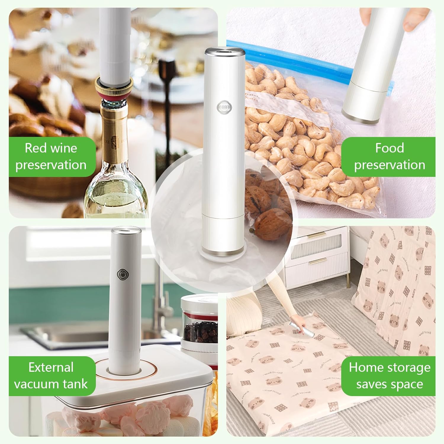 Food Vacuum Sealer, Portable Mini Vacuum Sealer for Food, for Food Preservation and Storage, Food Save Vacuum Sealer, with 5 Reusable Zipper Vacuum Bags