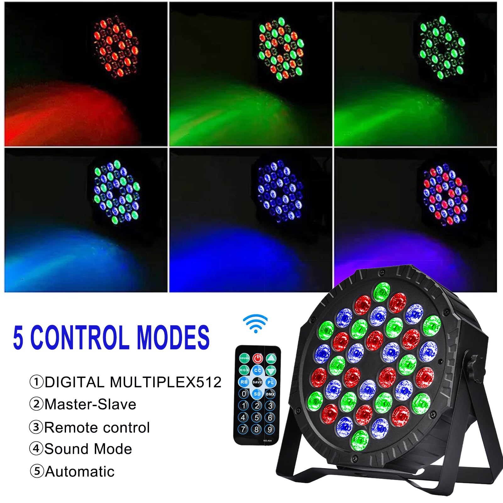4 PCS Luci da Palco Discoteca 36 LED Par LED Luce da Palcoscenico Luci da DJ Luce Festa 7 Modalità Illuminazione con Telecomando per DJ Bar Party Matrimonio Banda Halloween Natale