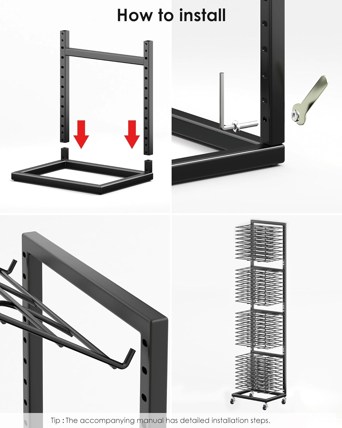 Art Drying Rack for Classroom - 36 Removable Shelves, Paint Drying Rack with Lockable Wheels, for Classroom, Art Studios and Schools